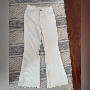Beige polyester flare pants size M